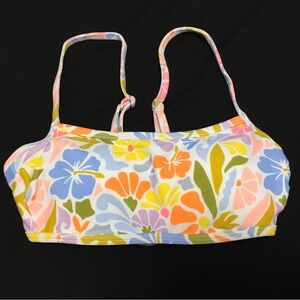 Wild Fable Size XS (0-2) Floral Square Neck Long Waist Tie Bralette Bikini Top